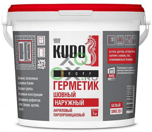 KUDO PROFF акриловый паропроницаемый герметик, ведро 7 кг